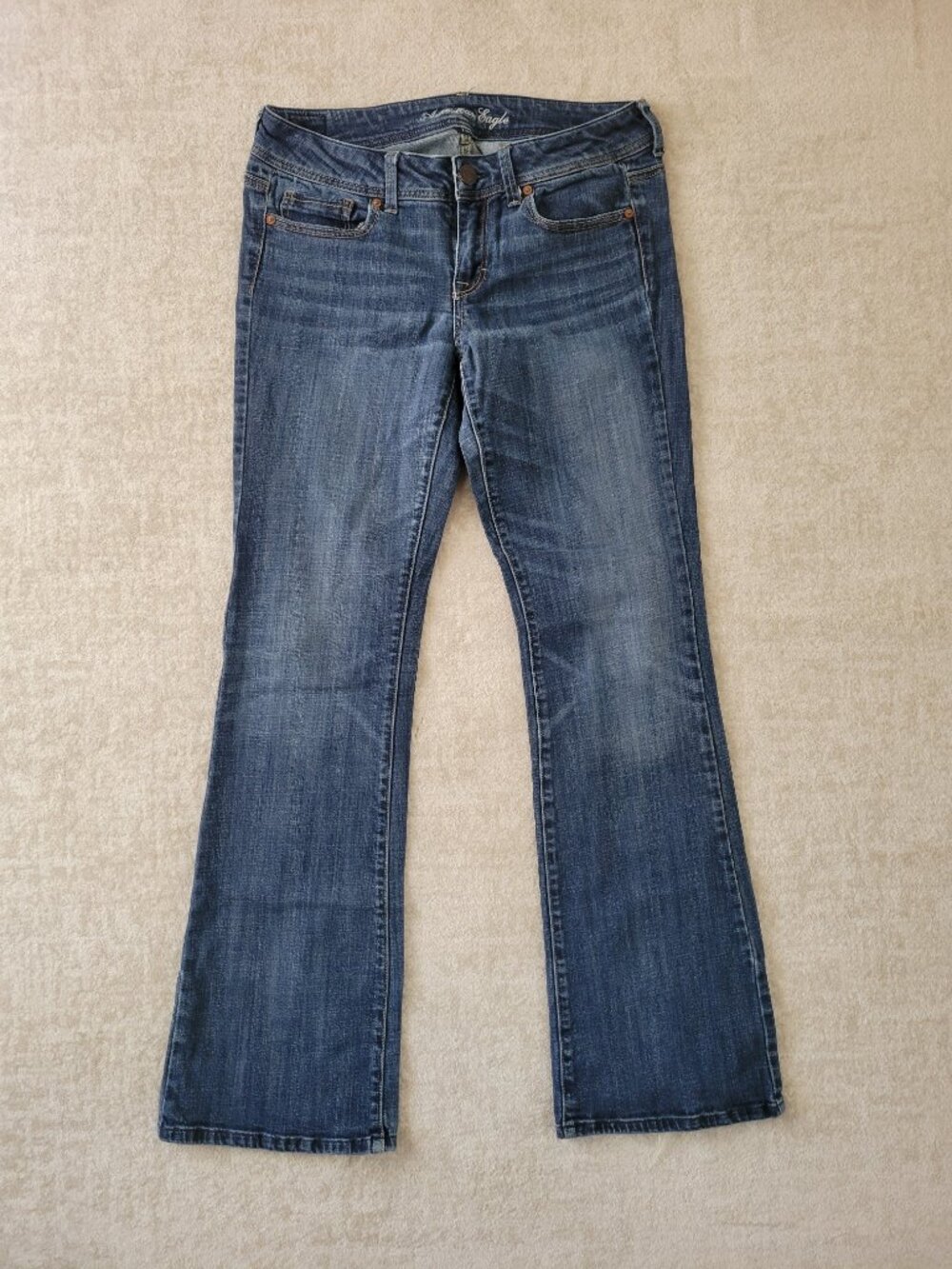 American Eagle Outfitters Original Boot Jeans 10 Long Womens Blue Low Rise Y2K